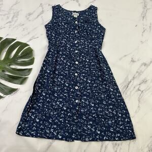 Robbie Bee Womens Vintage 90s Dress Size 10 Blue Floral Button Front Cottage